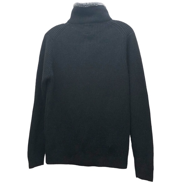 XIOS M Size S Black/Gray Long Sleeve Turtle Neck with Neck Snap Opening Sweater - Picture 2 of 10